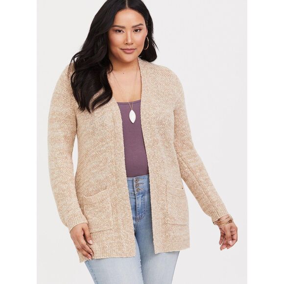 TORRID Tan Textured Slub Cardigan, Size 6 (30) - Picture 1 of 10